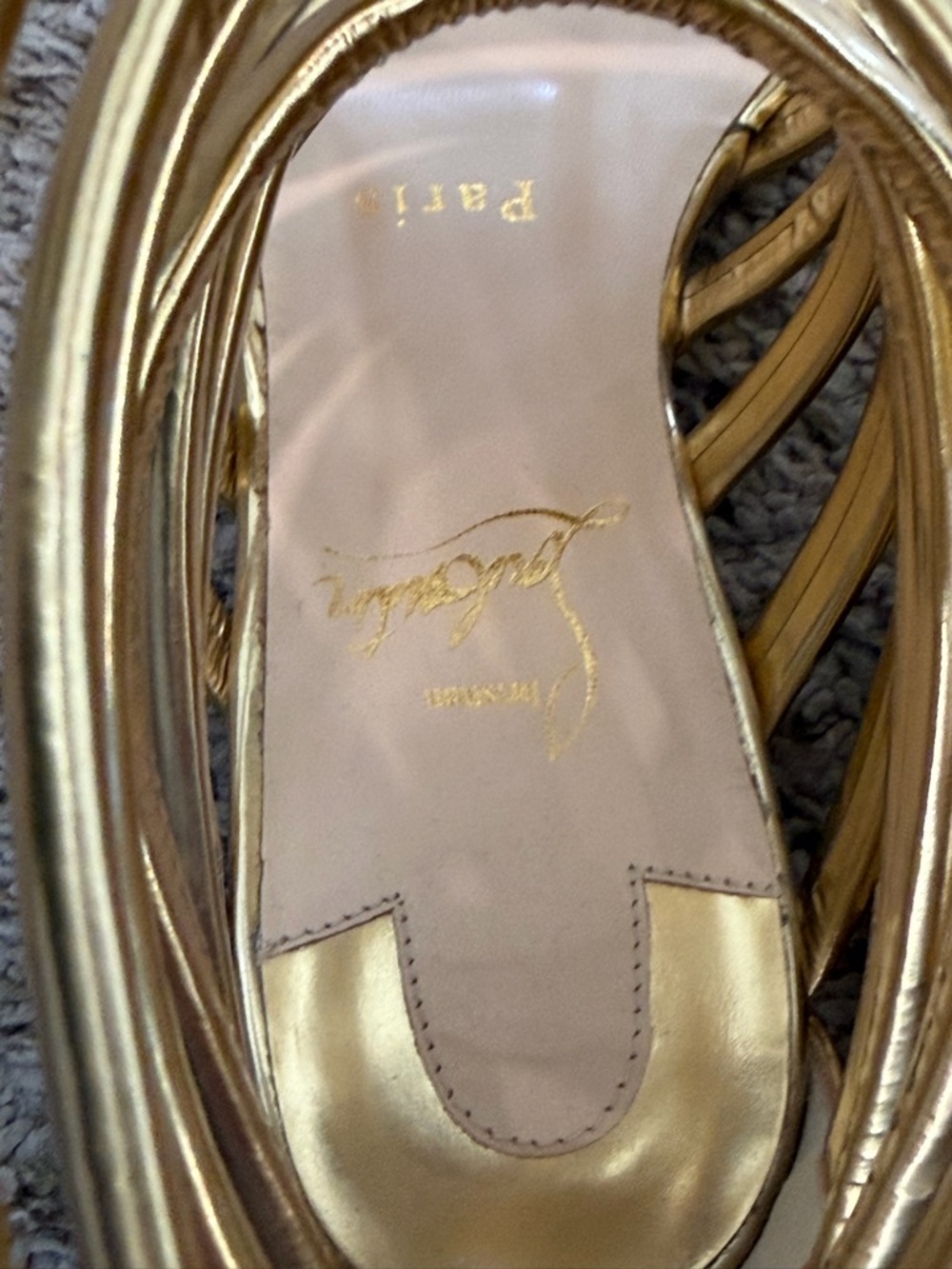 Gold Christian Louboutin Gladiator Sandals size 34 - Picture 3 of 7